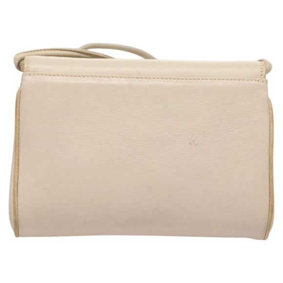 CELINE Shoulder Bag Leather Beige Gold Auth 121591