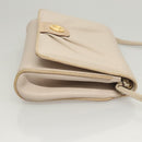 CELINE Shoulder Bag Leather Beige Gold Auth 121591-4