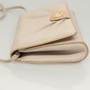 CELINE Shoulder Bag Leather Beige Gold Auth 121591-5