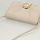 CELINE Shoulder Bag Leather Beige Gold Auth 121591-6