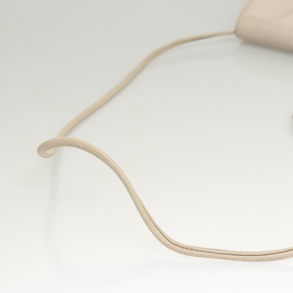 CELINE Shoulder Bag Leather Beige Gold Auth 121591