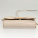 CELINE Shoulder Bag Leather Beige Gold Auth 121591-9