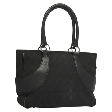 GUCCI GG Canvas Tote Bag Black Silver 113011 Auth 121593