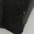 GUCCI GG Canvas Tote Bag Black Silver 113011 Auth 121593-9