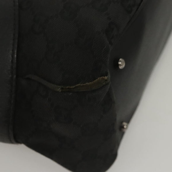 GUCCI GG Canvas Tote Bag Black Silver 113011 Auth 121593