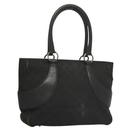GUCCI GG Canvas Tote Bag Black Silver 113011 Auth 121593