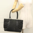 GUCCI GG Canvas Tote Bag Black Silver 113011 Auth 121593-22