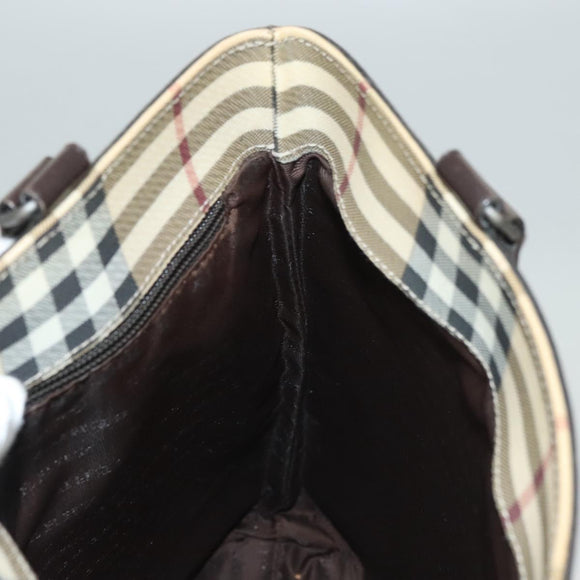 BURBERRY Nova Check Tote Bag PVC Beige Auth 121605