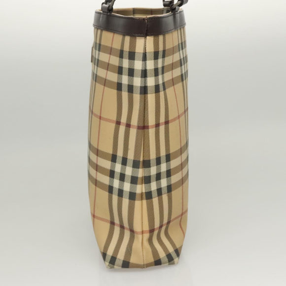 BURBERRY Nova Check Tote Bag PVC Beige Auth 121605