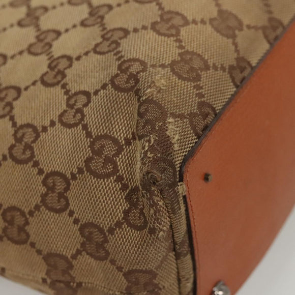 GUCCI GG Canvas Tote Bag Beige Silver 120840 Auth 121608