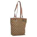 GUCCI GG Canvas Tote Bag Beige Silver 120840 Auth 121608-1