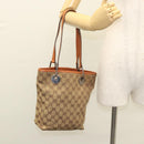 GUCCI GG Canvas Tote Bag Beige Silver 120840 Auth 121608-24