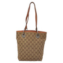 GUCCI GG Canvas Tote Bag Beige Silver 120840 Auth 121608-13
