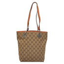 GUCCI GG Canvas Tote Bag Beige Silver 120840 Auth 121608-2