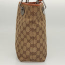 GUCCI GG Canvas Tote Bag Beige Silver 120840 Auth 121608-3
