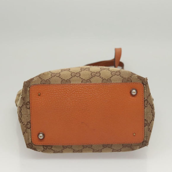 GUCCI GG Canvas Tote Bag Beige Silver 120840 Auth 121608