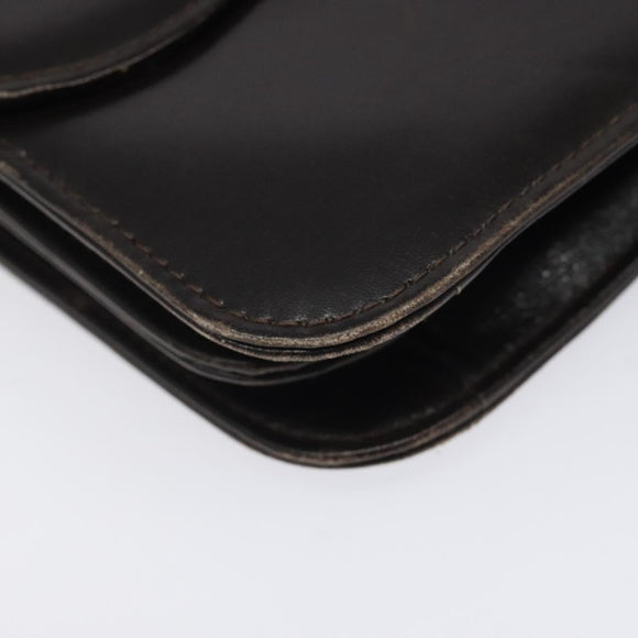 GUCCI Shoulder Bag Leather Brown Gold Auth 121613