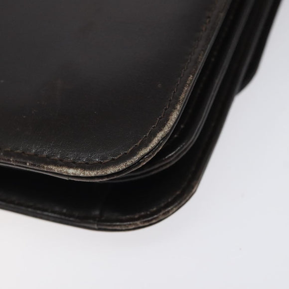 GUCCI Shoulder Bag Leather Brown Gold Auth 121613