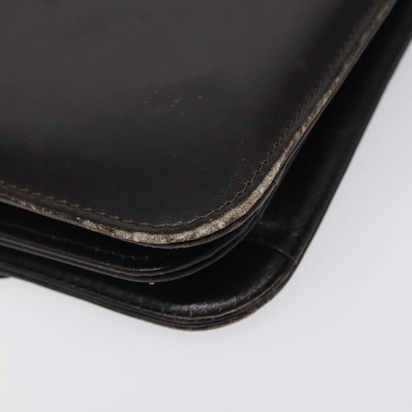 GUCCI Shoulder Bag Leather Brown Gold Auth 121613