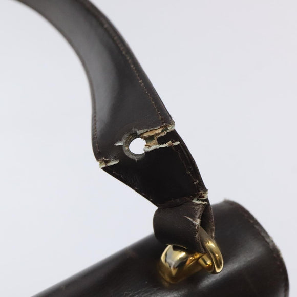 GUCCI Shoulder Bag Leather Brown Gold Auth 121613