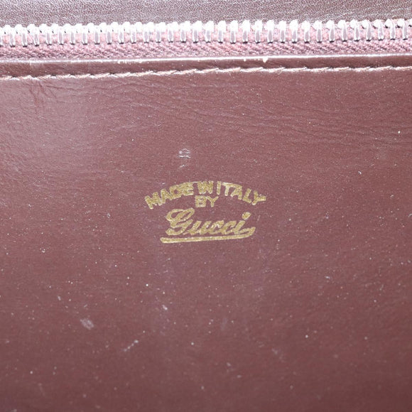 GUCCI Shoulder Bag Leather Brown Gold Auth 121613