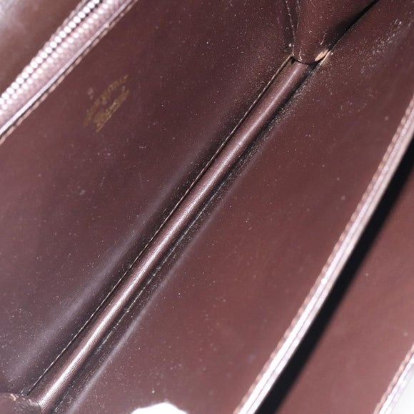 GUCCI Shoulder Bag Leather Brown Gold Auth 121613