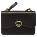 GUCCI Shoulder Bag Leather Brown Gold Auth 121613-13