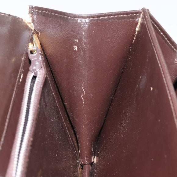 GUCCI Shoulder Bag Leather Brown Gold Auth 121613