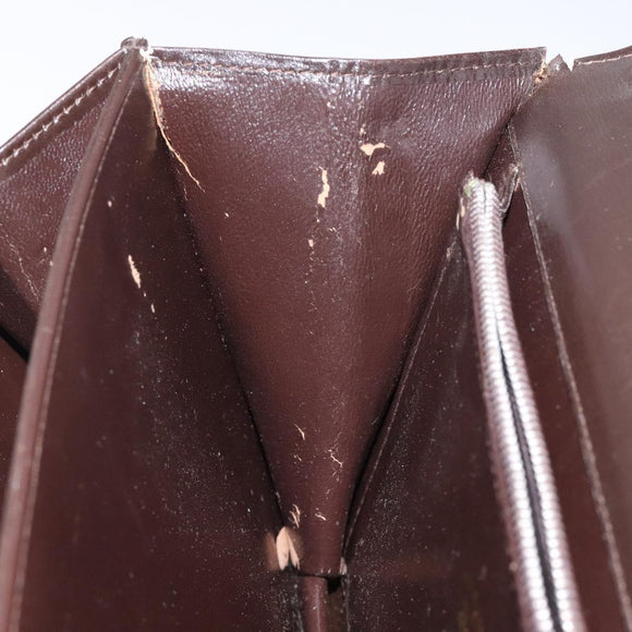 GUCCI Shoulder Bag Leather Brown Gold Auth 121613