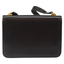 GUCCI Shoulder Bag Leather Brown Gold Auth 121613-2