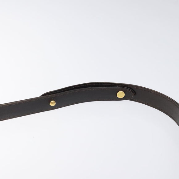 GUCCI Shoulder Bag Leather Brown Gold Auth 121613