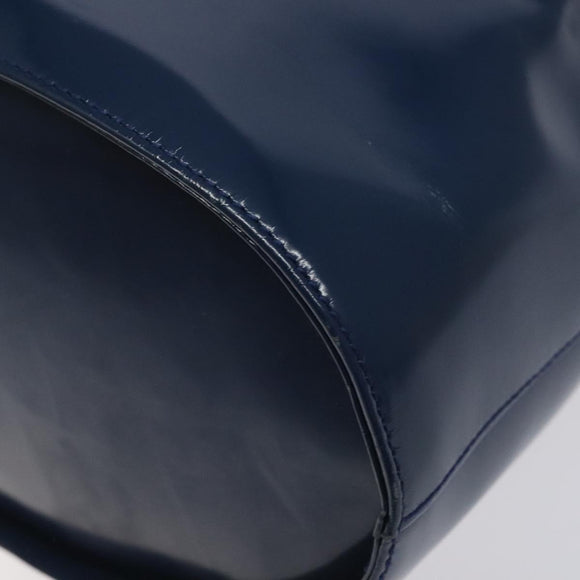 Salvatore Ferragamo Shoulder Bag Patent leather Blue Silver Auth 121614