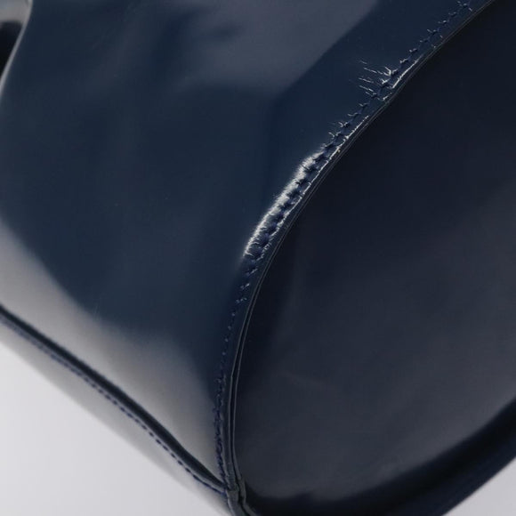 Salvatore Ferragamo Shoulder Bag Patent leather Blue Silver Auth 121614