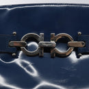 Salvatore Ferragamo Shoulder Bag Patent leather Blue Silver Auth 121614-10