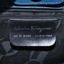 Salvatore Ferragamo Shoulder Bag Patent leather Blue Silver Auth 121614-12