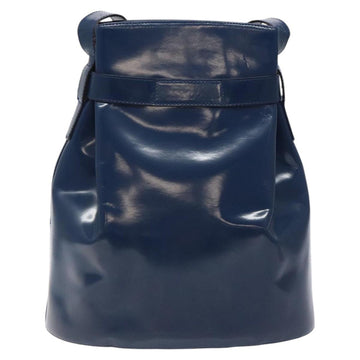 Salvatore Ferragamo Shoulder Bag Patent leather Blue Silver Auth 121614 - 0