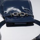 Salvatore Ferragamo Shoulder Bag Patent leather Blue Silver Auth 121614-6