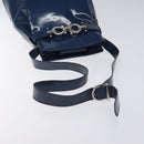 Salvatore Ferragamo Shoulder Bag Patent leather Blue Silver Auth 121614-7