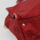 CELINE Hand Bag Nylon Red Gold Auth 121616-14