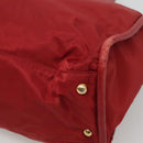 CELINE Hand Bag Nylon Red Gold Auth 121616-15