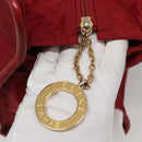 CELINE Hand Bag Nylon Red Gold Auth 121616-10