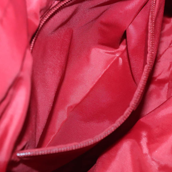 CELINE Hand Bag Nylon Red Gold Auth 121616