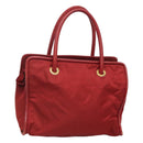 CELINE Hand Bag Nylon Red Gold Auth 121616-1