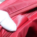 CELINE Hand Bag Nylon Red Gold Auth 121616-12