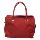 CELINE Hand Bag Nylon Red Gold Auth 121616-13