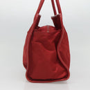 CELINE Hand Bag Nylon Red Gold Auth 121616-3