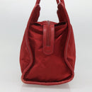 CELINE Hand Bag Nylon Red Gold Auth 121616-4