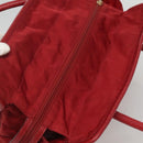 CELINE Hand Bag Nylon Red Gold Auth 121616-6