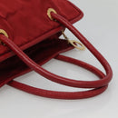 CELINE Hand Bag Nylon Red Gold Auth 121616-7