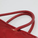 CELINE Hand Bag Nylon Red Gold Auth 121616-8